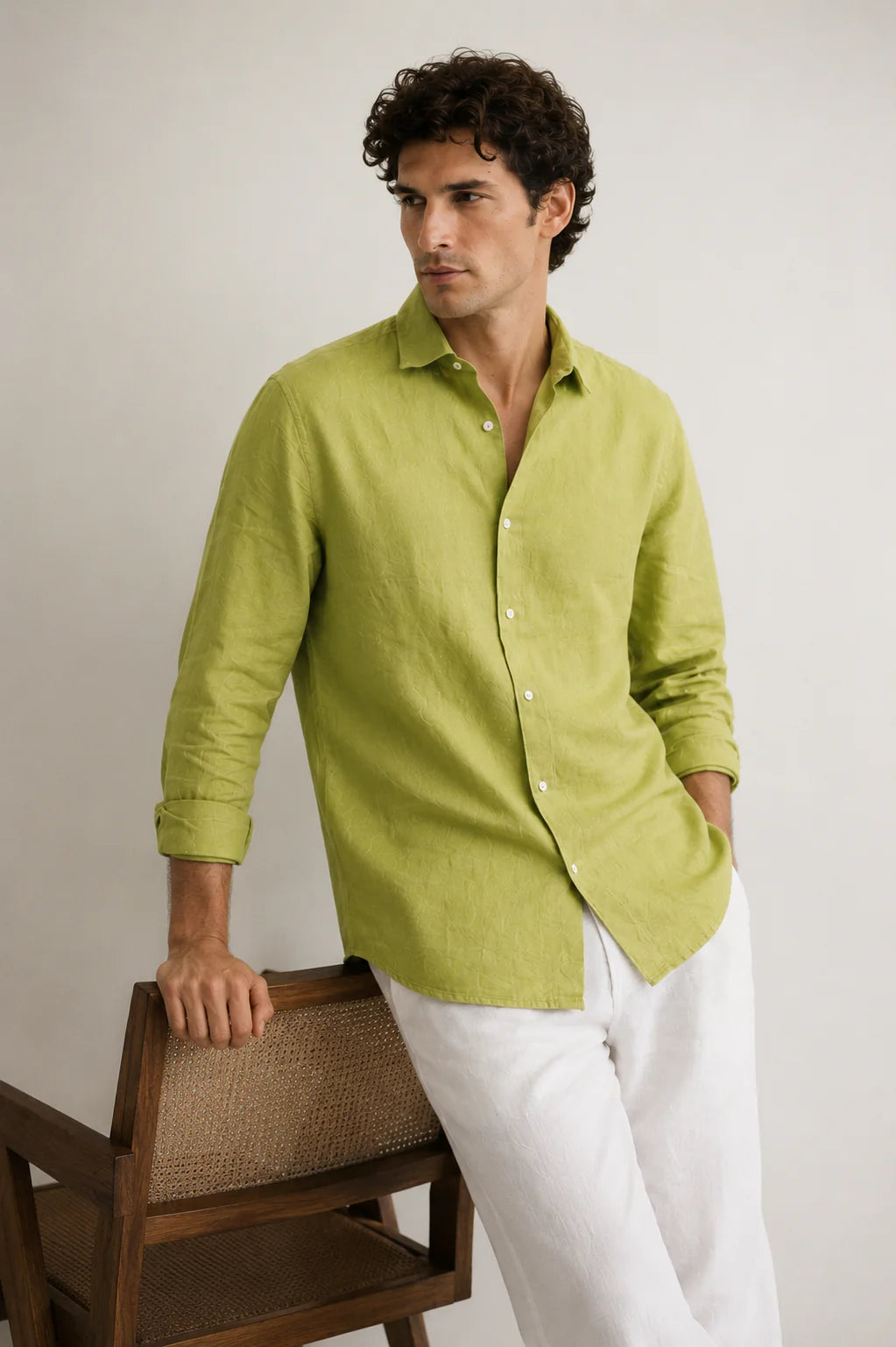 Drezola Lime Green Linen Shirt for Men | Best Casual Shirt for Men