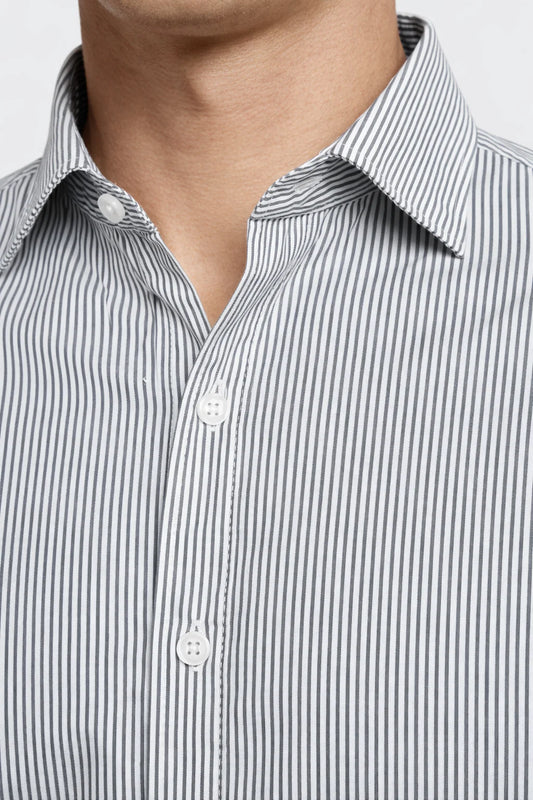 Drezola Grey Fine Stripe Formal Shirt for Men | Best Casual Shirt for Men