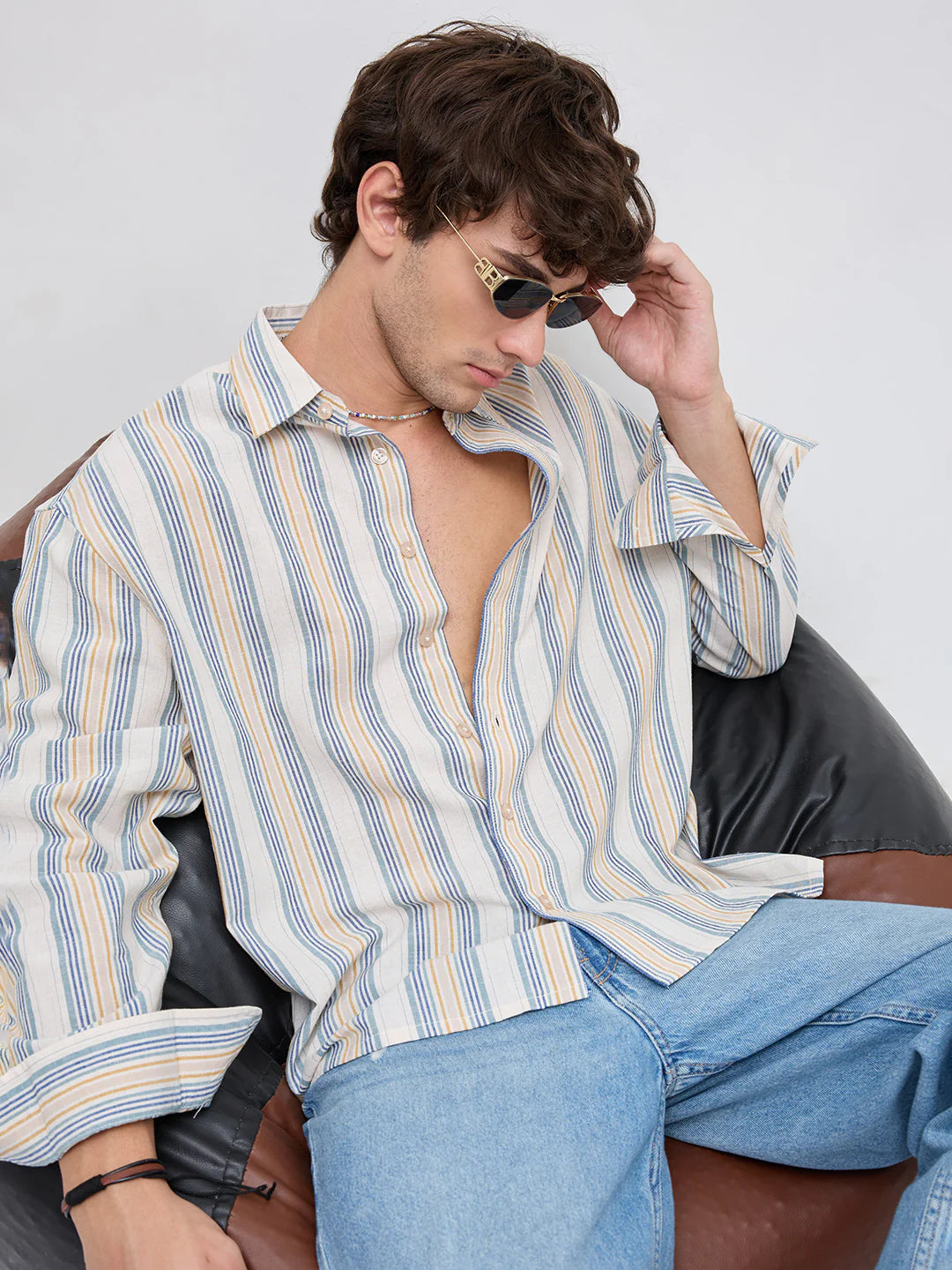 Drezola White Multi Striped Casual Shirt for Men | Best Casual Shirt for Men