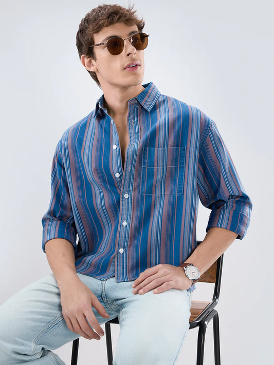 Drezola Best Blue Striped Shirt for Men | Best Casual Shirt for Men