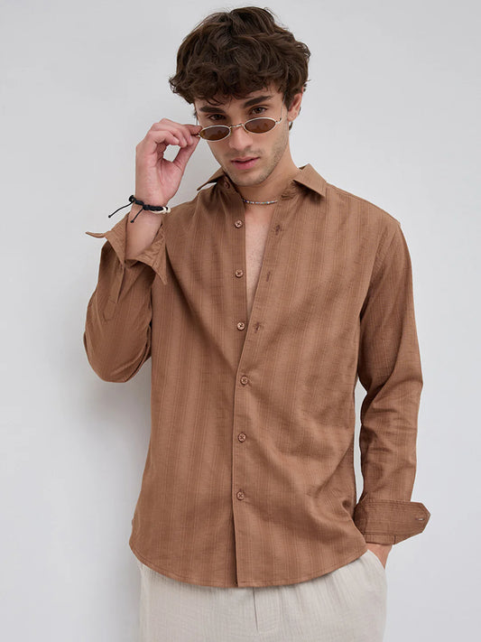 Drezola Best Brown Camel Check Shirt for Men | Best Casual Shirt for Men