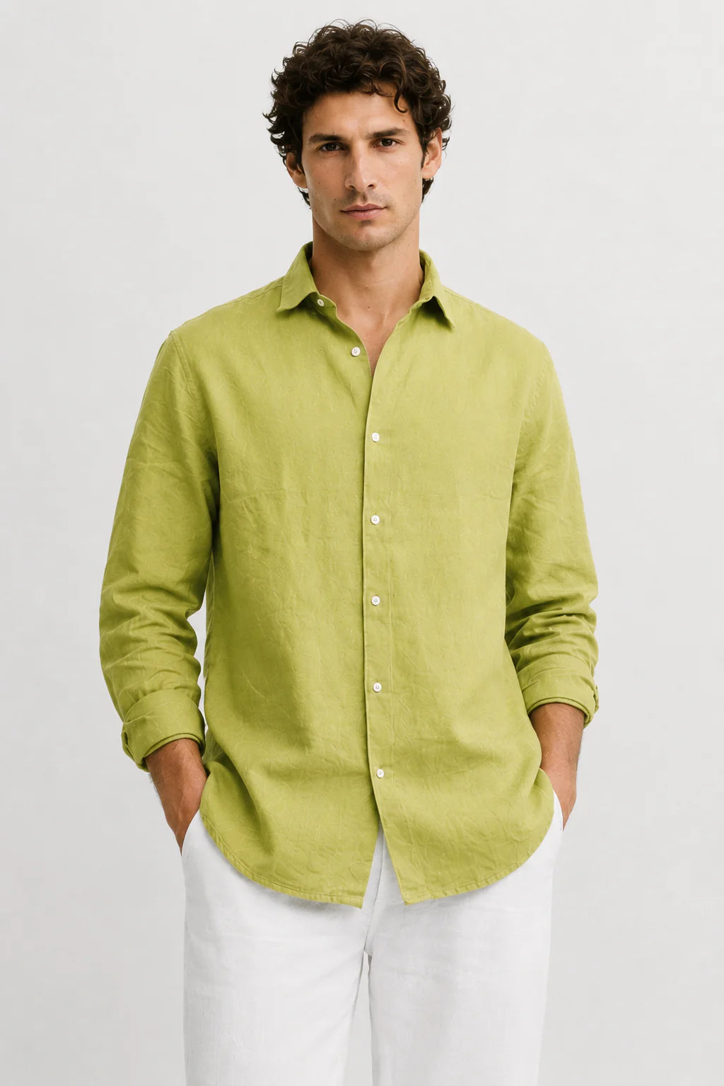 Drezola Lime Green Linen Shirt for Men | Best Casual Shirt for Men