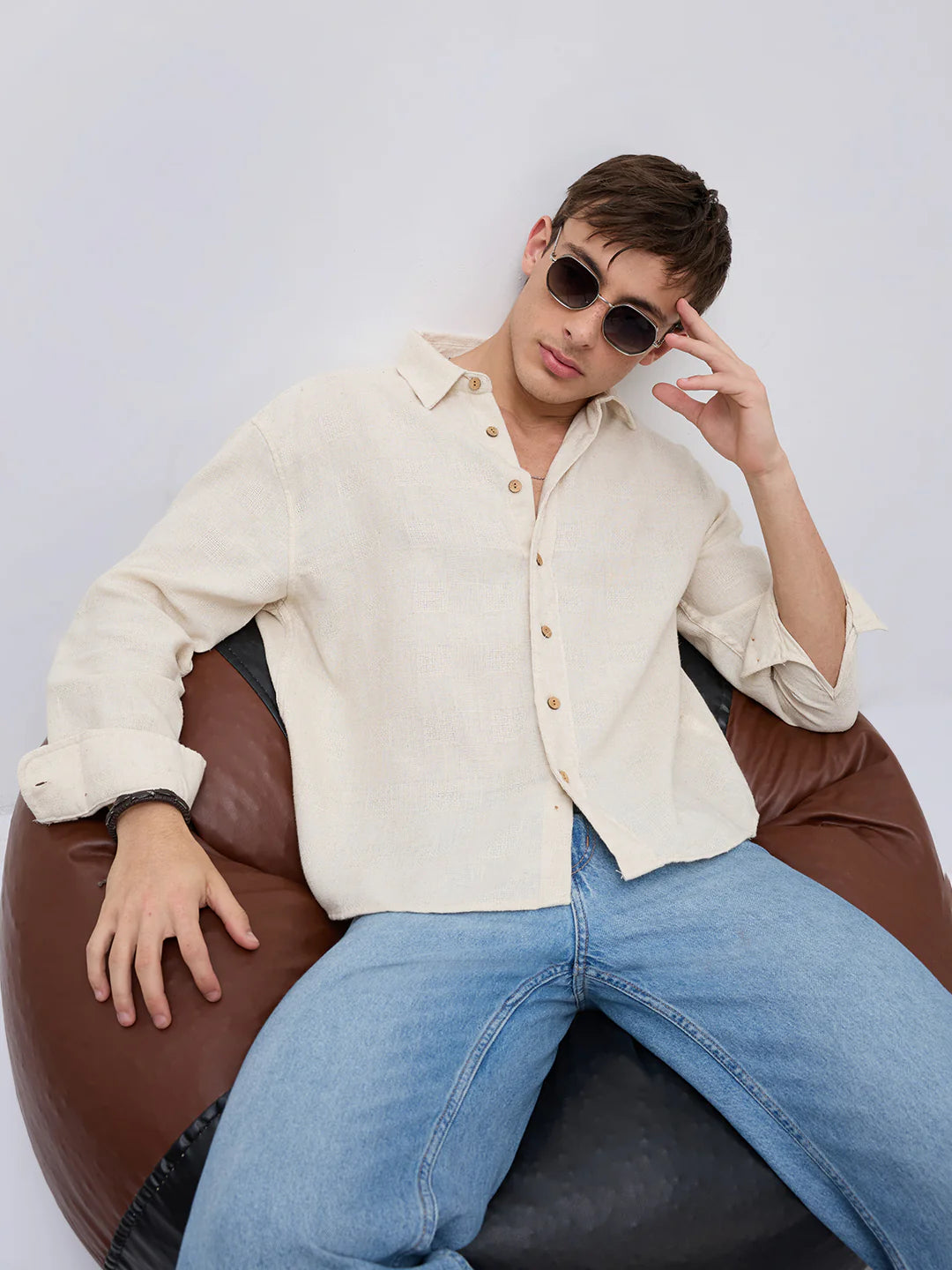 Drezola Cream Linen Shirt for Men | Best Casual Shirt for Men