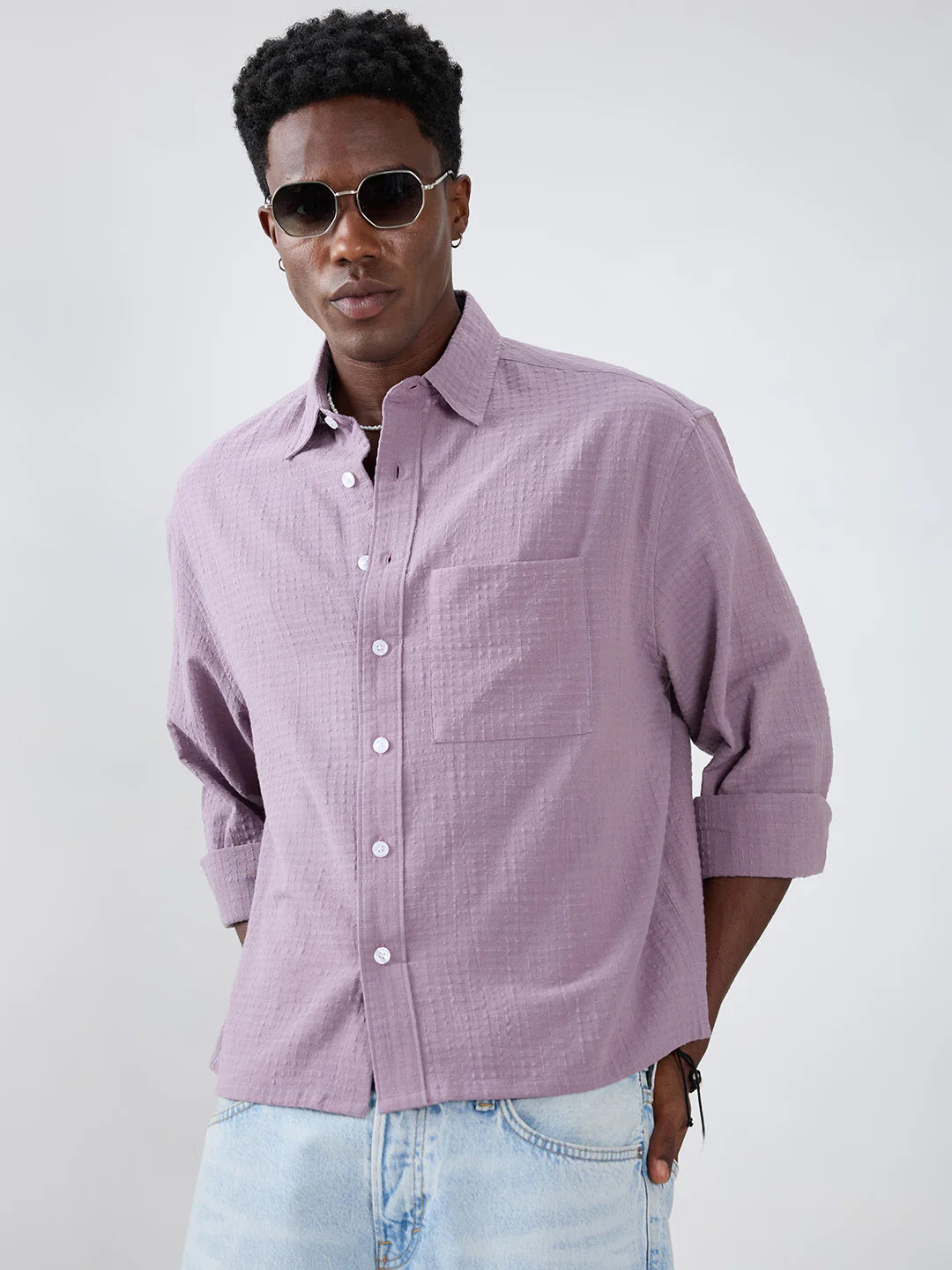 Drezola Lilac Solid Shirt for Men | Best Casual Shirt for Men