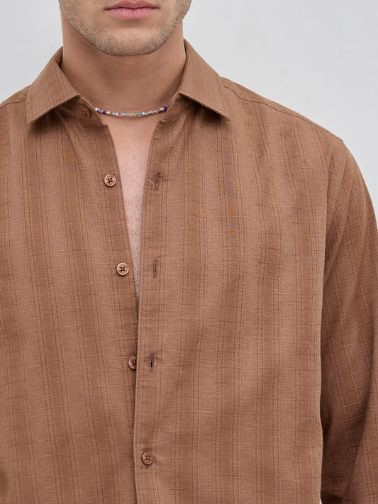 Drezola Best Brown Camel Check Shirt for Men | Best Casual Shirt for Men