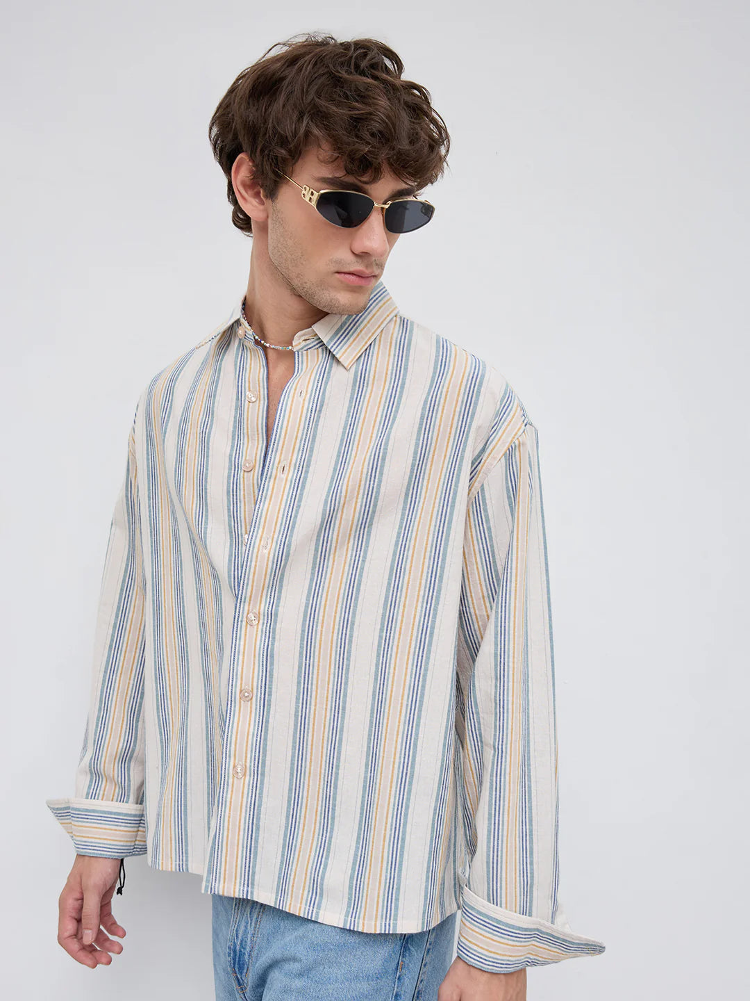 Drezola White Multi Striped Casual Shirt for Men | Best Casual Shirt for Men