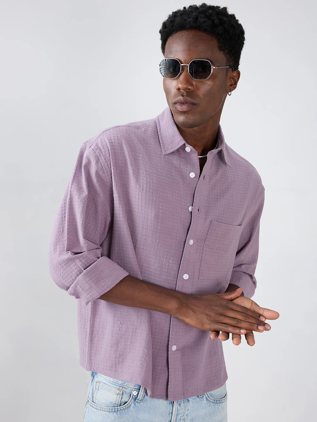 Drezola Lilac Solid Shirt for Men | Best Casual Shirt for Men