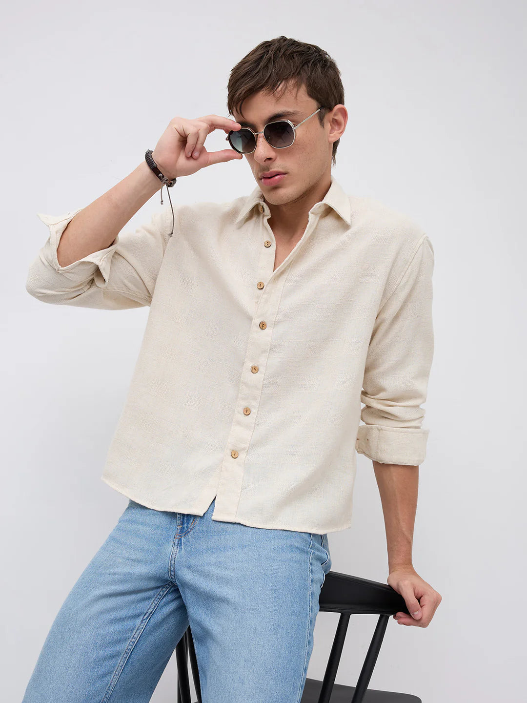 Drezola Cream Linen Shirt for Men | Best Casual Shirt for Men