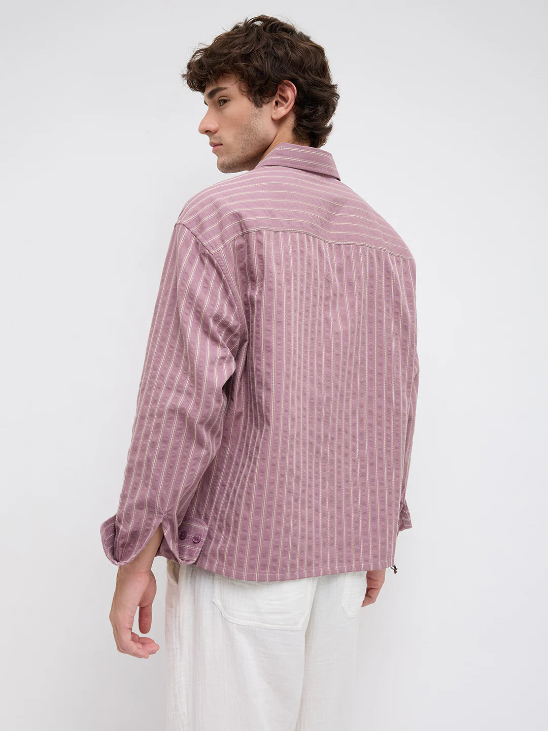 Drezola Mauve Pinstripe Shirt for Men | Best Casual Shirt for Men