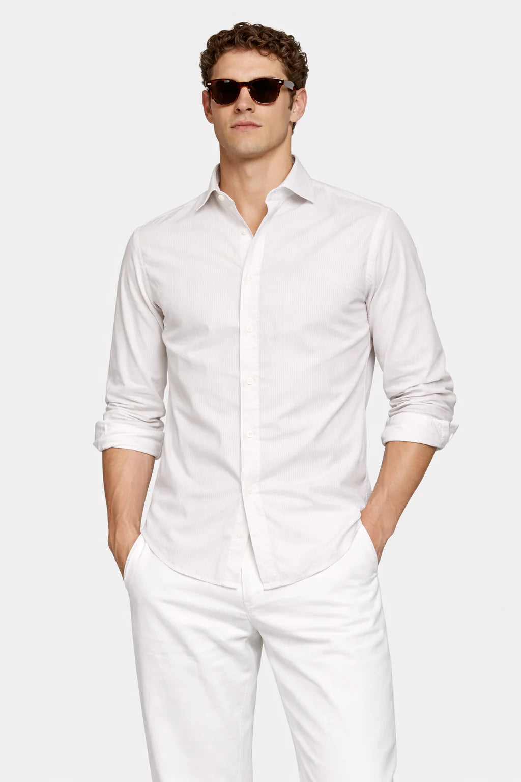 Drezola White Subtle Stripe Formal Shirt for Men | Best Casual Shirt for Men