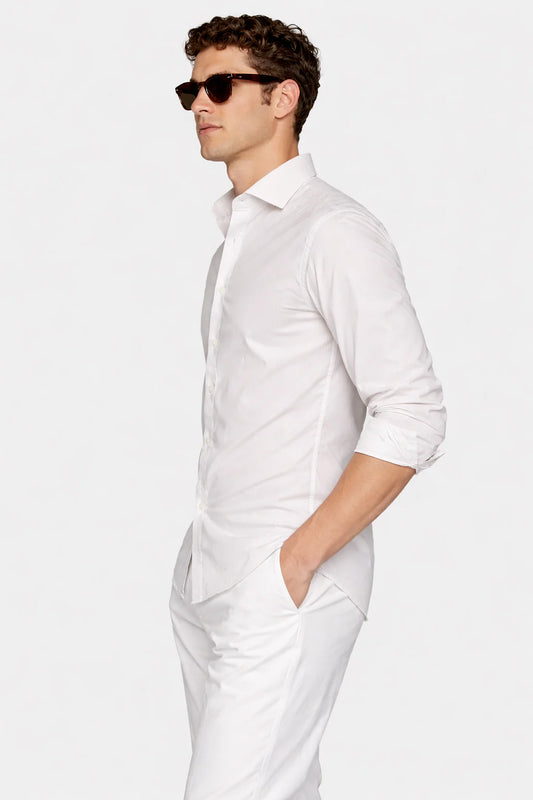 Drezola White Subtle Stripe Formal Shirt for Men | Best Casual Shirt for Men