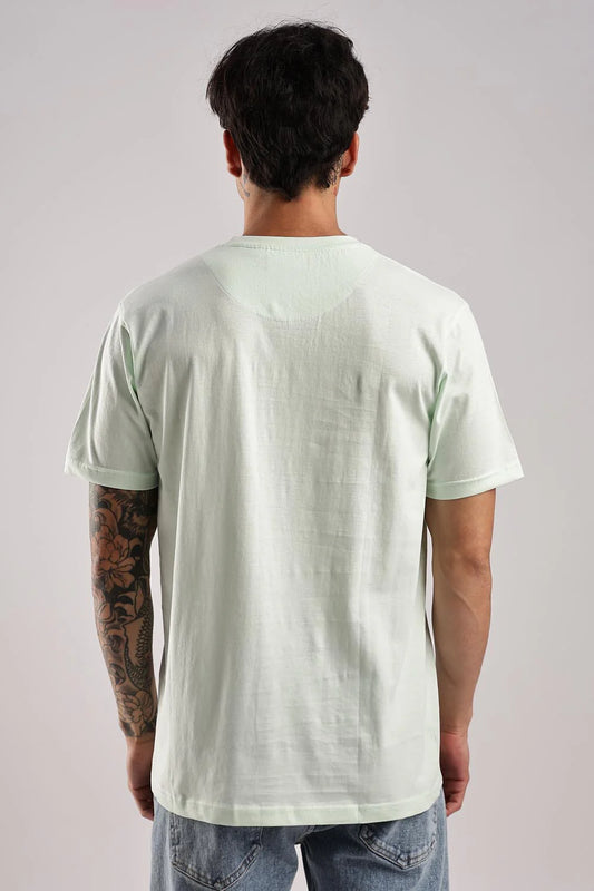 Drezola Mint Green Crew Neck T-Shirt for Men