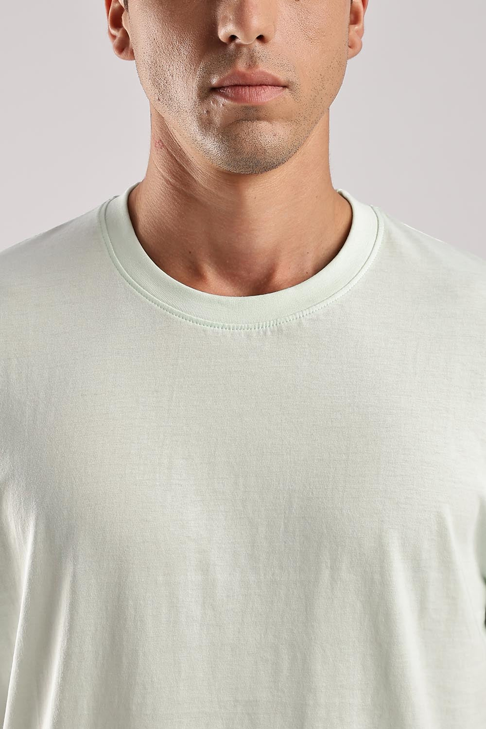 Drezola Mint Green Crew Neck T-Shirt for Men