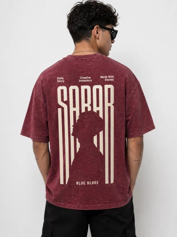 Men Oversized Acid Wash T-Shirt | Drop Shoulder Graphic Printed T-Shirt for Men