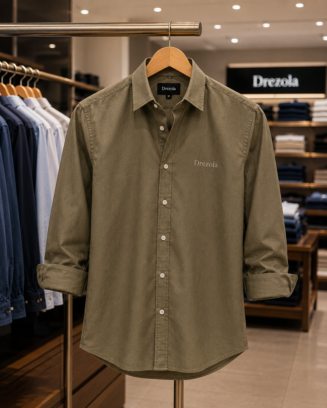 Men Olive Green Casual Shirt | Premium Cotton Blend Shirt for Men | Stylish Regular Fit