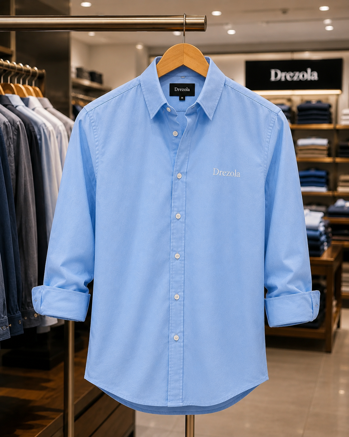 Men Sky Blue Casual Shirt | Premium Cotton Blend Shirt for Men