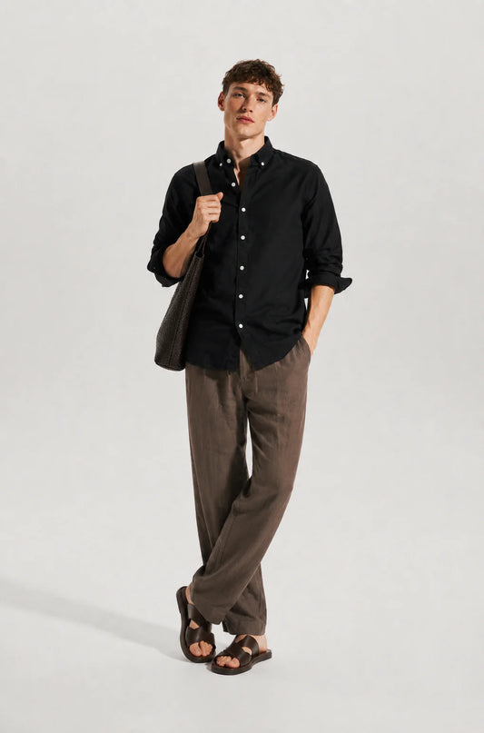 Drezola Black Solid Linen Shirt for Men | Best Casual Shirt for Men