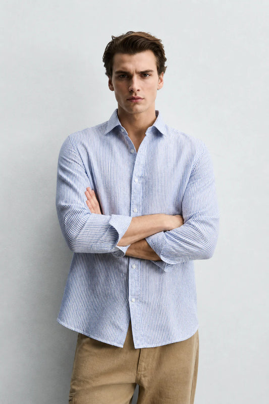 Drezola Light Blue Striped Shirt for Men | Best Casual Shirt for Men