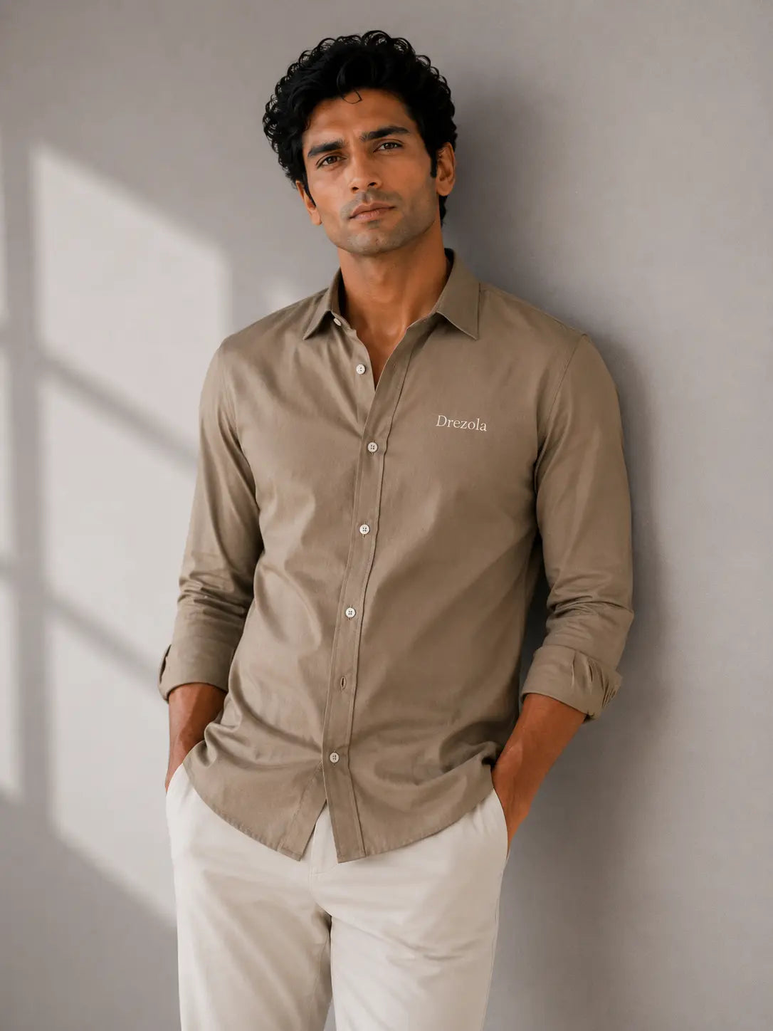 Men Beige Casual Shirt | Premium Cotton Blend Shirt for Men