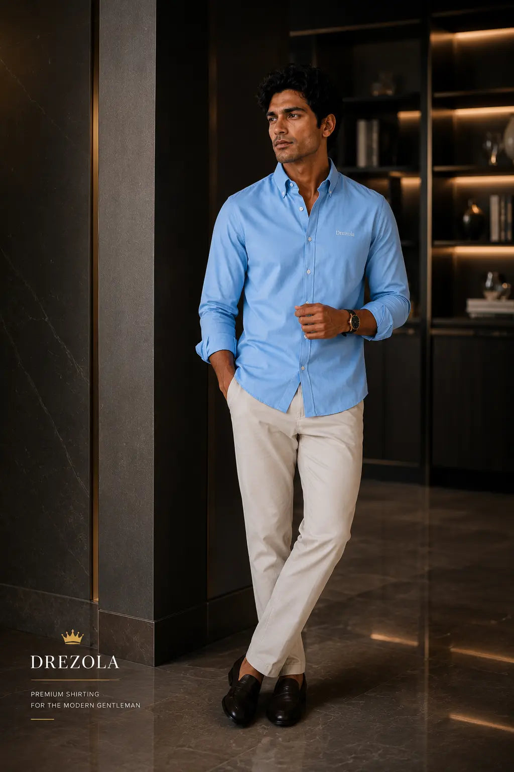 Men Sky Blue Casual Shirt | Premium Cotton Blend Shirt for Men