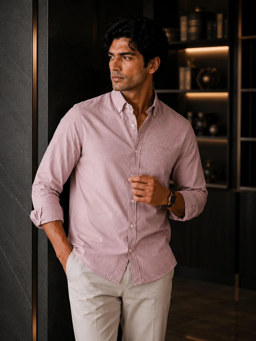 Men Dusty Pink Casual Shirt | Premium Cotton Blend Shirt for Men