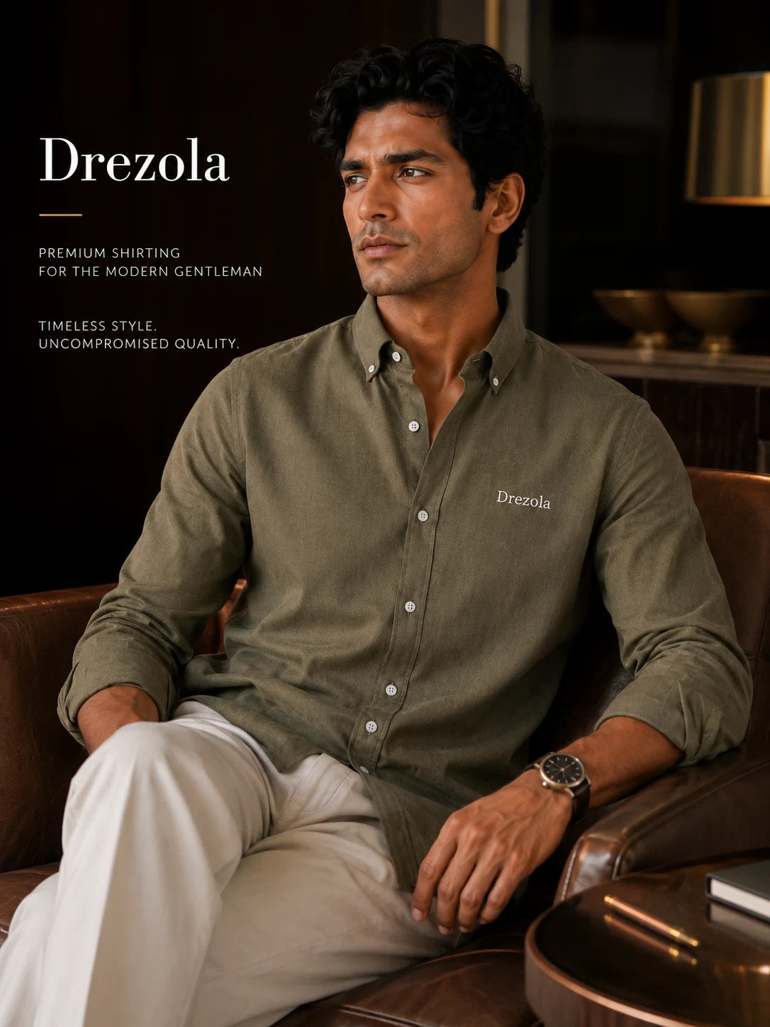 Men Olive Green Casual Shirt | Premium Cotton Blend Shirt for Men | Stylish Regular Fit