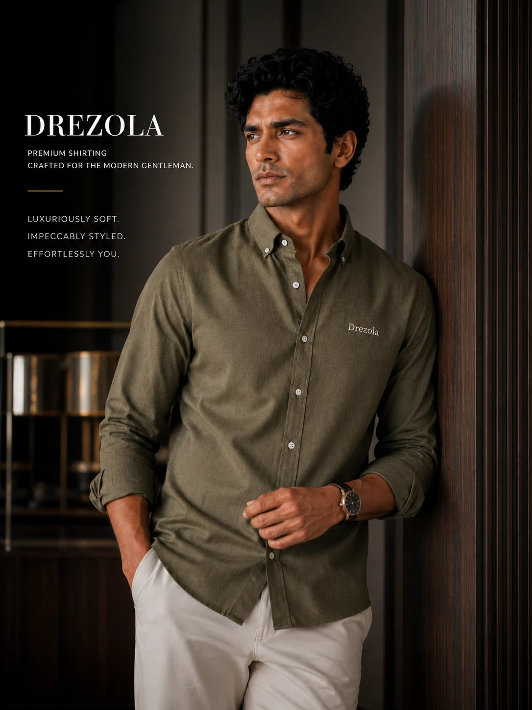 Men Olive Green Casual Shirt | Premium Cotton Blend Shirt for Men | Stylish Regular Fit