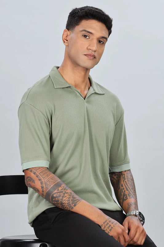 Drezola Sage Green Ribbed Polo