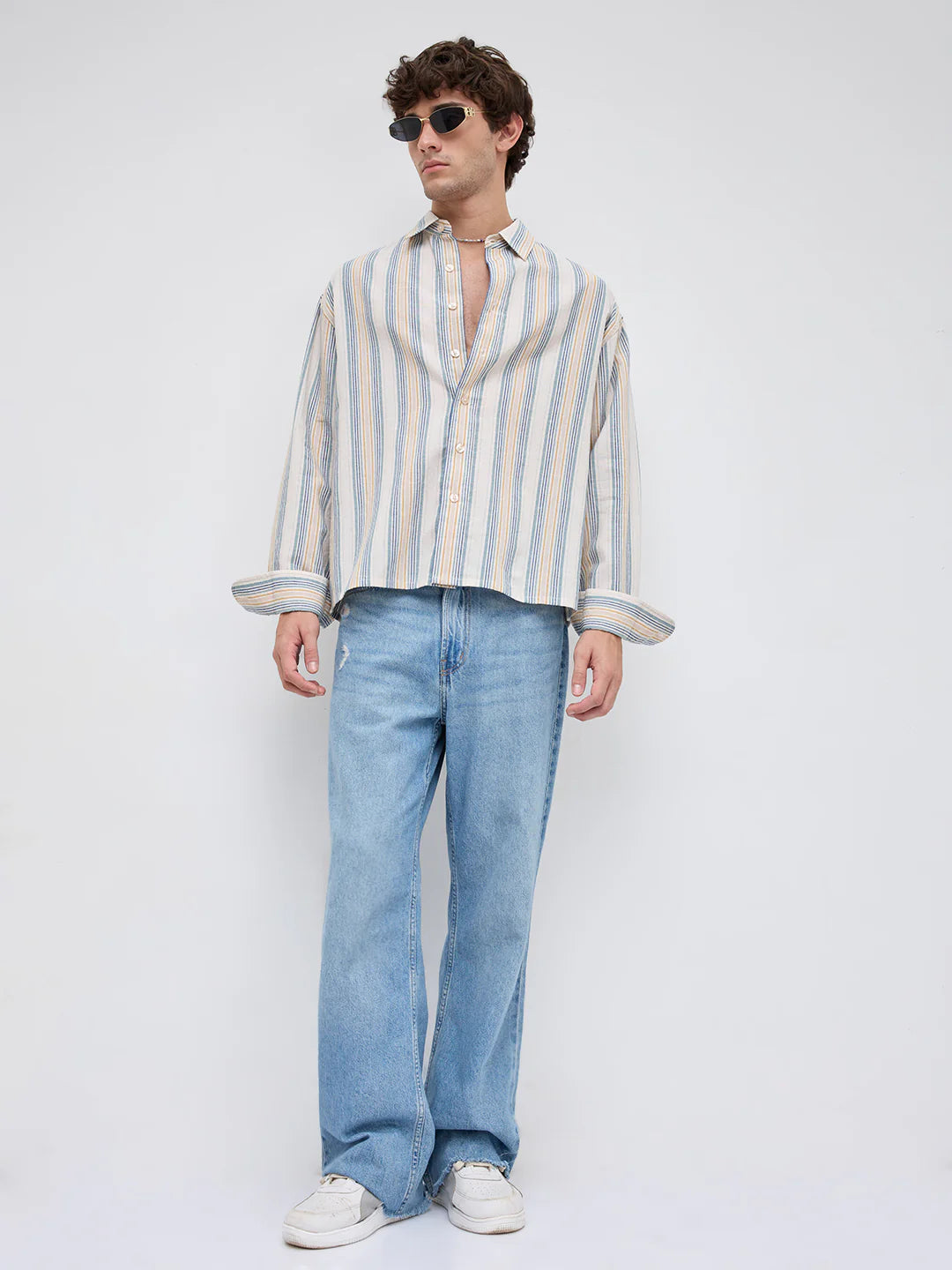 Drezola White Multi Striped Casual Shirt for Men | Best Casual Shirt for Men