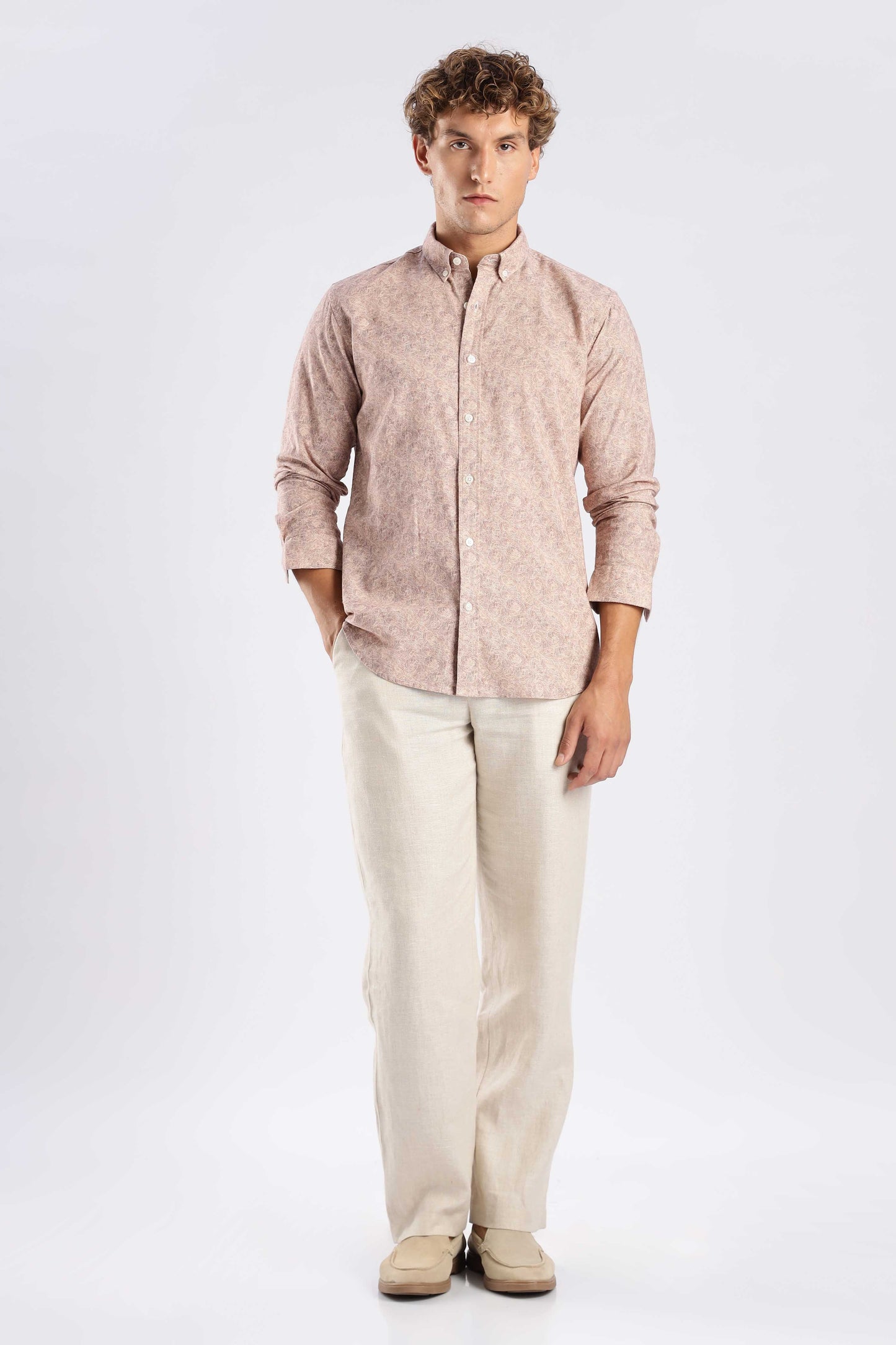 Drezola Dusty Rose Floral Print Shirt for Men | Best Casual Shirt for Men