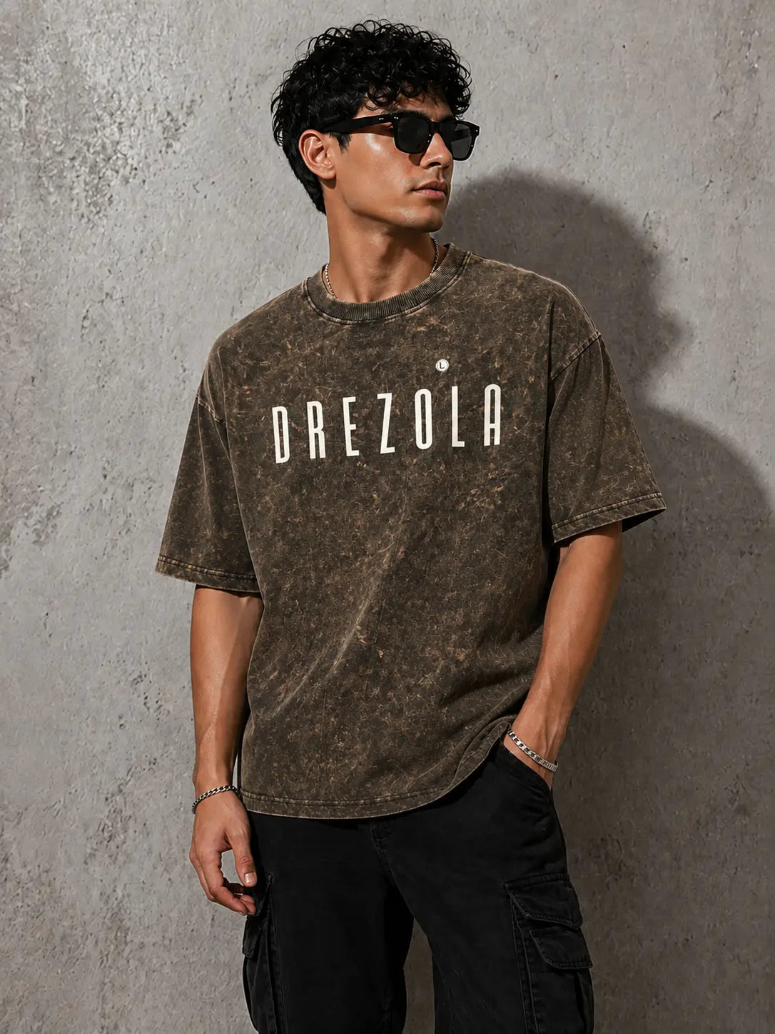 Men Oversized Acid Wash T-Shirt | Drop Shoulder Graphic Printed T-Shirt for Men