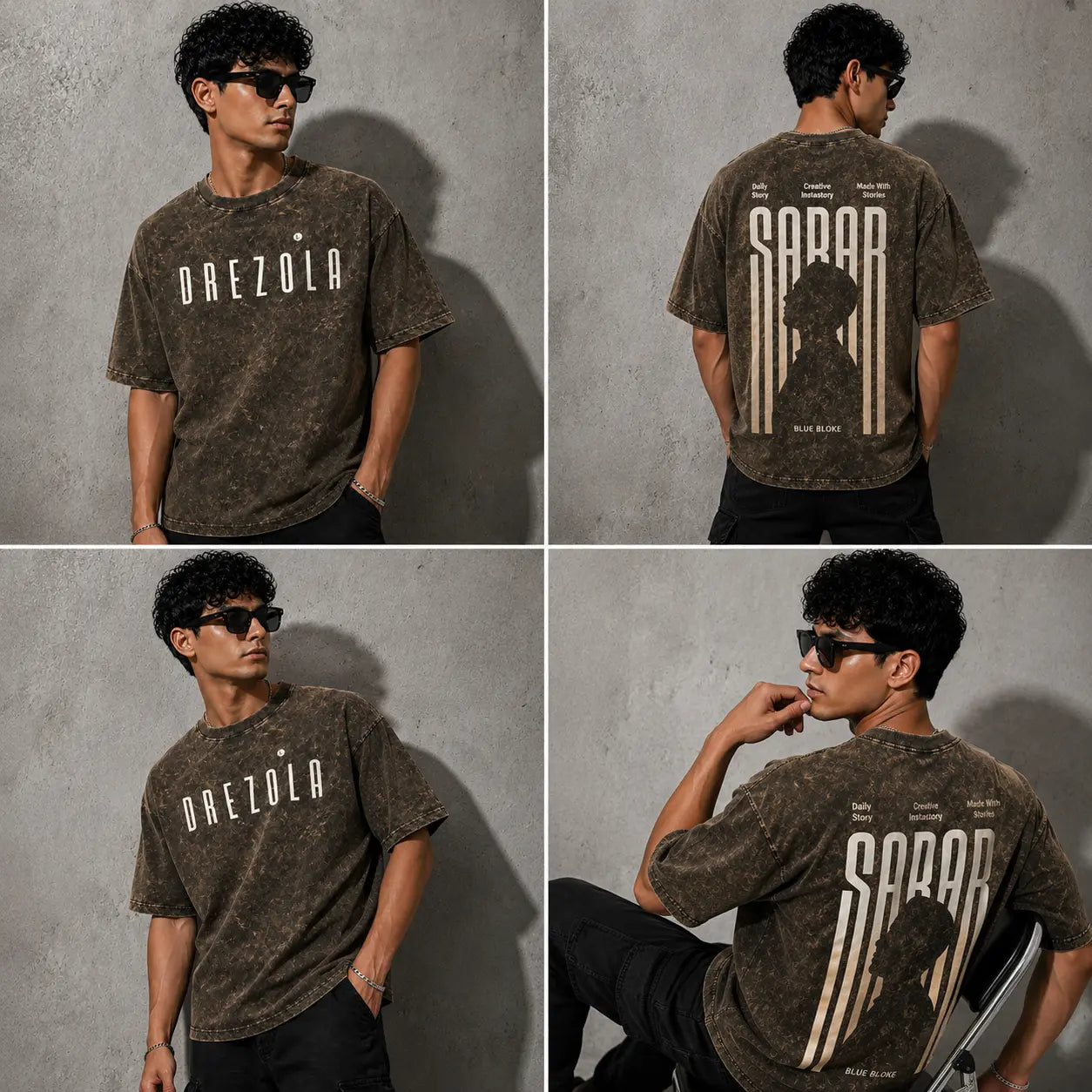 Men Oversized Acid Wash T-Shirt | Drop Shoulder Graphic Printed T-Shirt for Men
