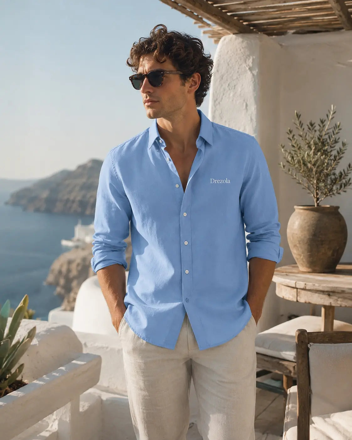 Men Sky Blue Casual Shirt | Premium Cotton Blend Shirt for Men